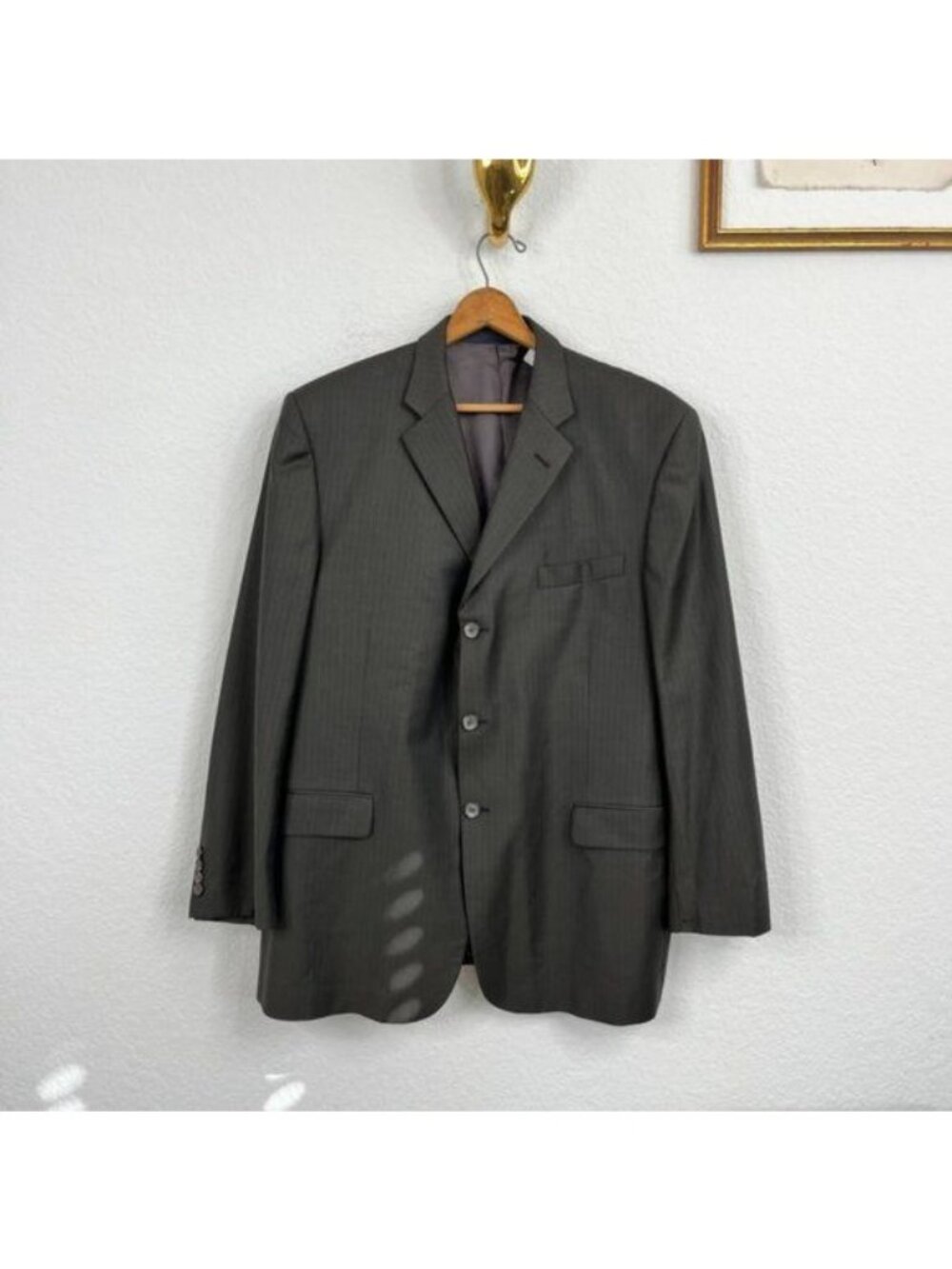 Burberry London Bond Street 3 Button Striped Wool Blazer